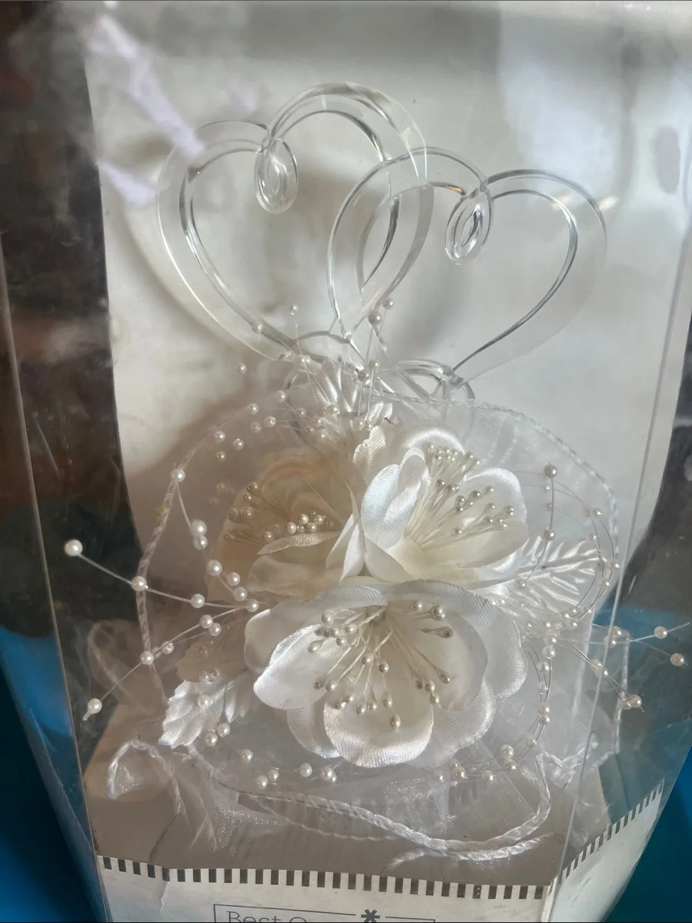 White Floral Heart Cake Topper